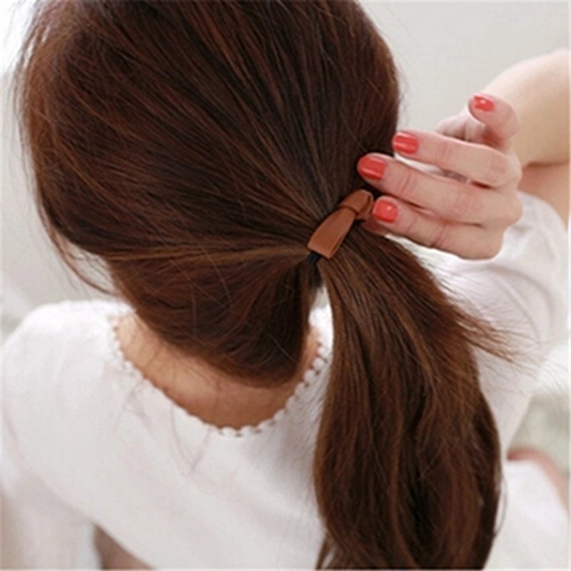 LOVEF 6 Pcs Simple Korean Elastic Double Knotted Bows Rubber Band Elastic Head Tie Hair Band Girls Hair Accessories for Women Headwear - Image 5